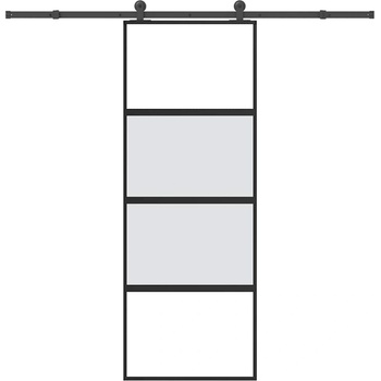vidaXL Плъзгаща се врата с обков 76x205 см Закалено стъкло&Алуминий (3332998)
