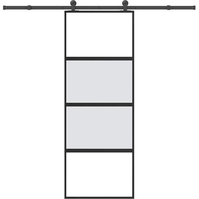 vidaXL Плъзгаща се врата с обков 76x205 см Закалено стъкло&Алуминий (3332998)