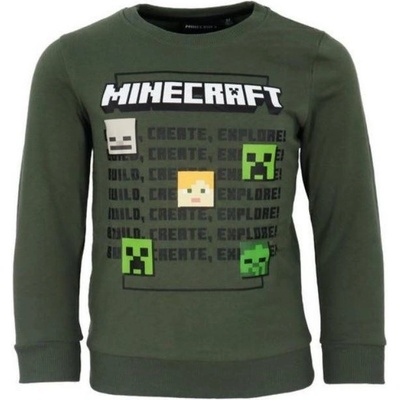 Minecraft mikina zelená s nápisem Build, Create Explore
