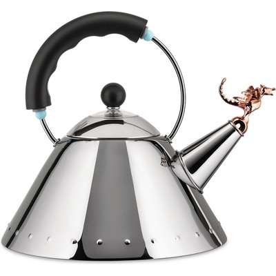 Alessi Чайник за котлон 9093 TEA REX 2 л, сребърен / черен, неръждаема стомана, Alessi (AL9093REXB)