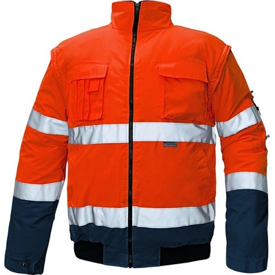 Cerva Hi-Vis bunda CLOVELLY PILOT 2v1 s reflexními pruhy oranžová