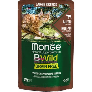 Monge BWILD Grain Free Large Breeds с биволско и зеленчуци - пауч с хапки в сос, без зърнени храни - за котенца и котки в зряла възраст от едрите породи 85 гр