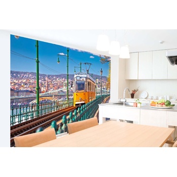 DIMEX ART s. r. o Самозалепваща се флизелинова фототапета исторически жълт трамвай 375 x 250 см