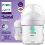 Avent Natural Response priehľadná fľaša s cumlíkom s ventilom AirFree 125 ml