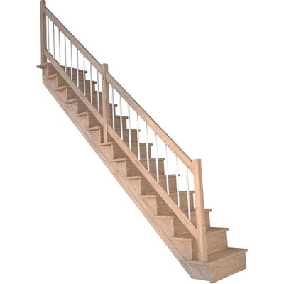 StarWood Schody Lindos Pro dubové rovné 80cm uzavřené dřev. nerez. zábradlí