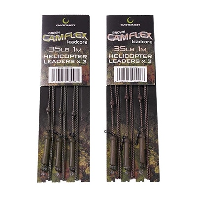 Gardner Návazce Camflex Helicopter Leadcore Leaders 35lb 3ks/1,5m Brown (Hnědá)