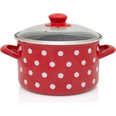 Metalac Červený puntík Hrnec se skl. poklicí 24 cm 6,75 l černý vnitřek