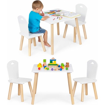 Ecotoys Dětský set stůl + 2 židle bílý – Zboží Dáma