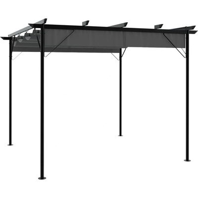 vidaXL 49325 Pergola se zatahovací střechou 3x3 m ocel 180 g/m² antracitová