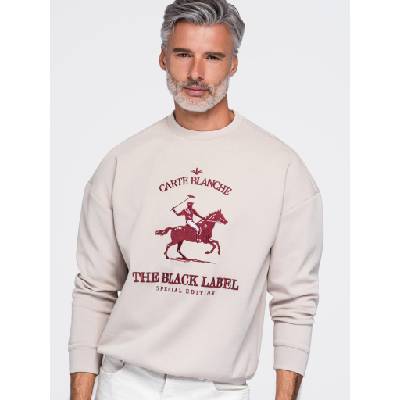 Ombre Clothing Мъжки суитшърт с кръгло деколте и бродерия на предната част - бежов V1 OM-SSNZ-0267 Ombre Clothing Ombre Clothing | Bezhov | МЪЖЕ | S