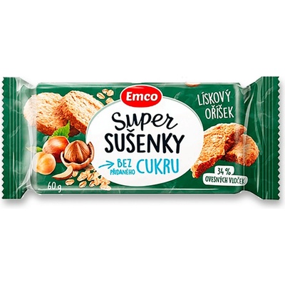 Emco Super sušenky bez přidaného cukru Lískový Oříšek 60 g