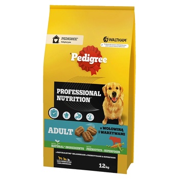PEDIGREE PEDIGREE® Adult Professional Nutrition 12 кг с говеждо месо и зеленчуци - пълноценна суха храна за възрастни кучета от големи и средни породи