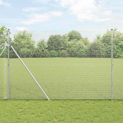 vidaXL Zemní upevnění svařované drátěné ploty 25 x 1,5 m Stříbrná