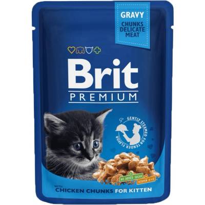 Brit Premium Cat Sáčky s kúskami kuracieho mäsa pre mačiatka 24 x 100 g