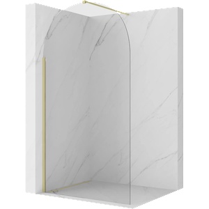Mexen Kioto-Q Стена за душ Walk-in 120 x 200 см, прозрачна 8 мм, златна четкована (800-120-101-55-00-Q)