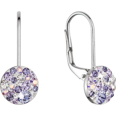 Pavona stříbrné náušnice visací s krystaly Swarovski fialové malé 31321.3 violet