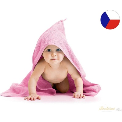 Brotex Dětská froté osuška s kapuckou 80 x 80 cm růžová