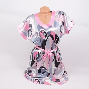 Image 1 of Сатенена туника за плаж в сиво, розово и черно