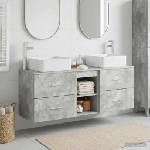 vidaXL Комплект шкафове за баня 3 бр. Бетонно сиво 129 x 41 x 80 см (3405822)