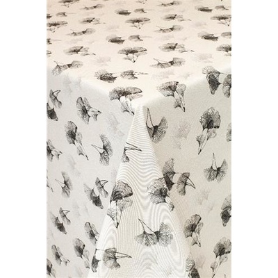 Ubrus PVC 7744030, metráž, 20 m x 140 cm, listy ginko černé, IMPOL TRADE