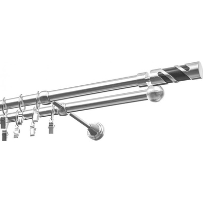 Garol Kovová garnýž exclusive nerez Mars dvouřadá 19mm komplet 300 cm