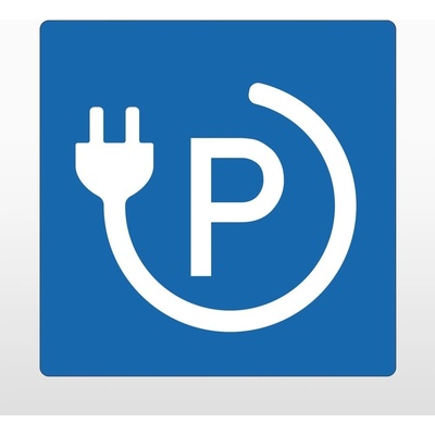 Samolepicí protiskluzové značení na vozovky, nabíjecí stanice 1 – PVC, modrá, 400×400 mm