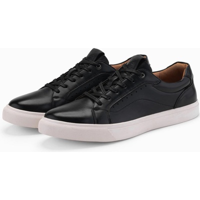 Ombre Men's eco leather sneakers shoes black čierna