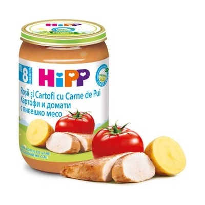 Hipp БИО пюре Домати и Картофи с Пилешко месо 8м+ 220г