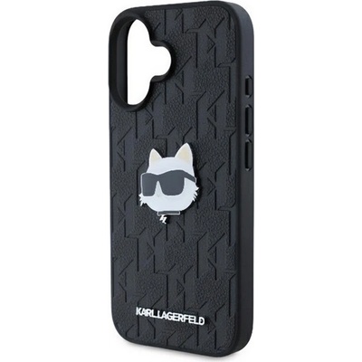 CG Mobile iPhone 16 KARL LAGERFELD MONOGRAM CHOUPETTE HEAD PIN силиконов протектор за телефон, устойчив на удар, MagSafe, BLACK KLHCP16SPGKLCHPK (KLHCP16SPGKLCHPK)