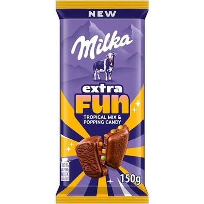 Milka Tropical mléčná s tropickým ovocem kousky želé a praskajícími perlami 150 g