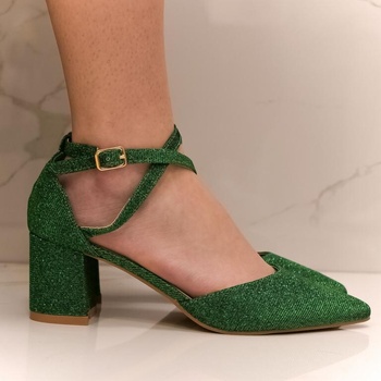 Dámske trblietavé lodičky CALLA zelené