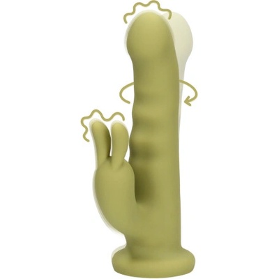 Loveline by Shots Ultra Soft Silicone Rotating Rabbit Vibrator Spring Sage