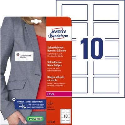 Samolepiace menovky Avery na textil 80x50mm