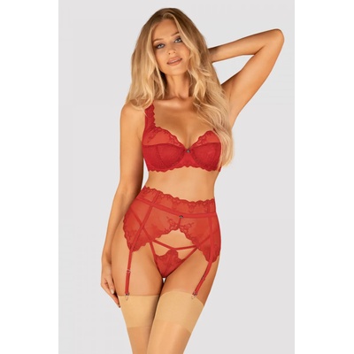 Obsessive Червен жартиерен колан LonesiaEH-65607-CZERWONY - Червен, размер S/M