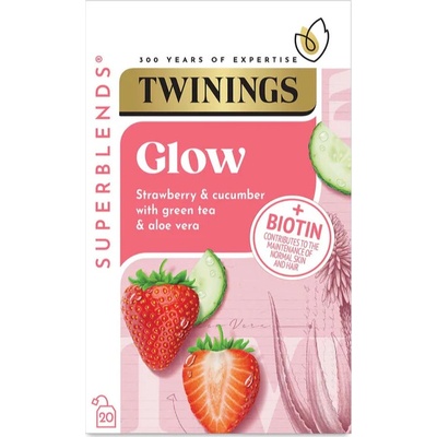 Twinings Glow zelený čaj s příchutí jahod okurky a aloe vera 20 ks 40 g