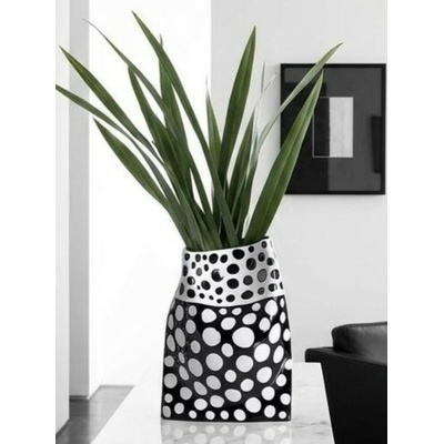 Keramická čierno-biela váza s bodkovaným vzorom 40 cm - Adria
