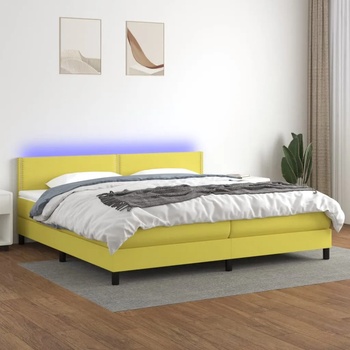 vidaXL Боксспринг легло с матрак и LED, зелена, 200x200 см, плат (3133108)