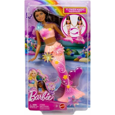 Mattel Barbie Kouzelná květinová mořská víla tmavovláska JDM73