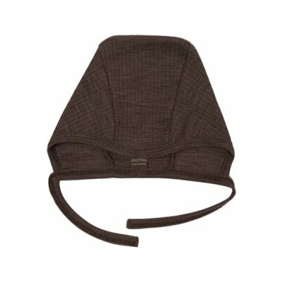 Detská zaväzovacia merino čiapka so šnúrkou pre bábätko Smallstuff hnedá