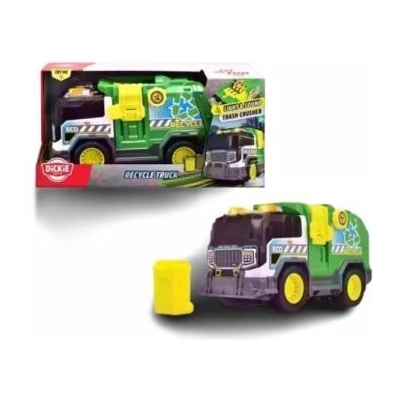 Dickie Toys Dickie: Камион за рециклиране Камион за рециклиране със светлинни и звукови ефекти, 30 см - зелено-жълт