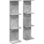 vidaXL Стенен рафт 2 бр. Бетонно сиво 25 x 15 x 100 см (8012387)