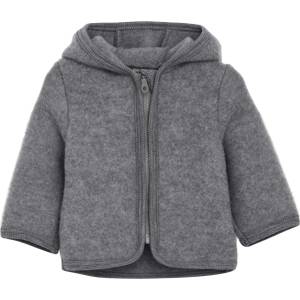 Huttelihut Детско вълнено яке Huttelihut Kid's Jacket Wool Fleece with Hood Merino jacket - Medium Grey Melange - размер 56 (EU) (703-6674-0311)