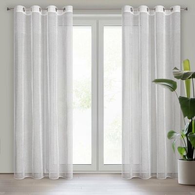 Takoy Záclona MAJA so sieťovou štruktúrou s efektom Boucle pretkávaná zlatou niťou 140 x 260 cm-HF-433356 | 140 x 260 cm