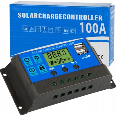 Regulátor nabíjení Blow 100A pro solární panely, inteligentní regulátor energie s LCD a USB