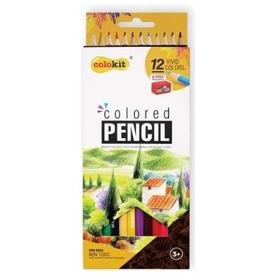 COLOKIT sada farebných ceruziek šesťhranných s ostriačkou 12 rôznych farieb CPC C012