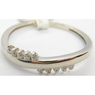 Klenoty Budín zlatý prsten z bílého zlata se zirkony 6660245