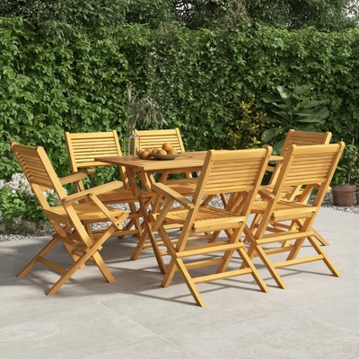 vidaXL Градински трапезен комплект, 7 части, тиково дърво масив (3155014)