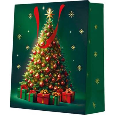 Darčeková taška stredná - Classic Christmas tree 20 x 10 x 25 cm