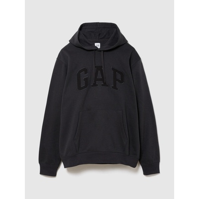 GAP mikina fleece logo kapucňa Čierna