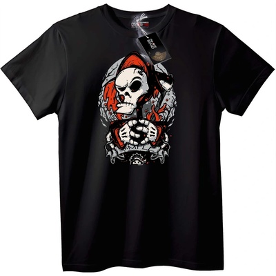NOONEBRAND Тениска Червен Качулат Череп - 2XL, Black